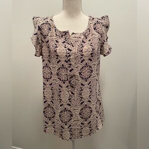 CAbi summer top, ruffle cap sleeve, SM